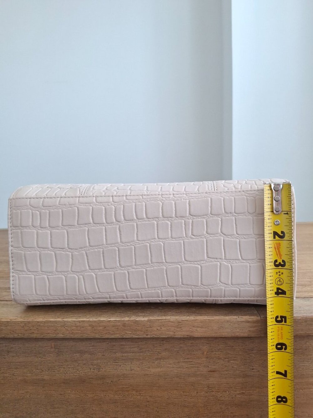 (New) Lucky Brand – Kloe Faux Croc Leather Satchel Shoulder Bag (Vanilla) - Picture 9 of 13